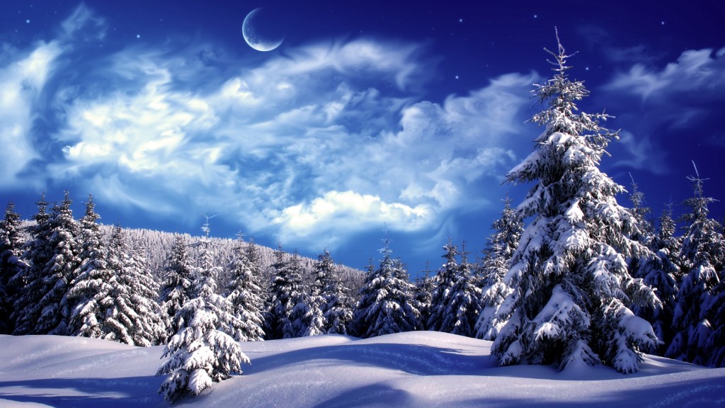 beautiful winter wallpaper moon on winter nights