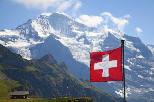 Switzerland mountain with flag switzerland pictures
