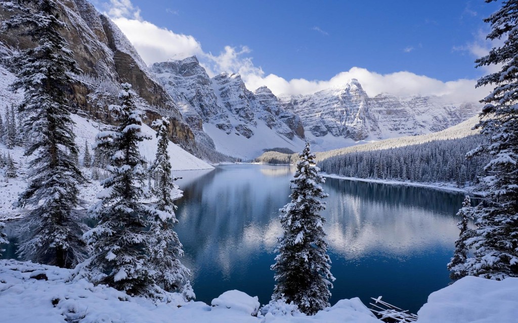 Snow mountains and lake winter wallpapers