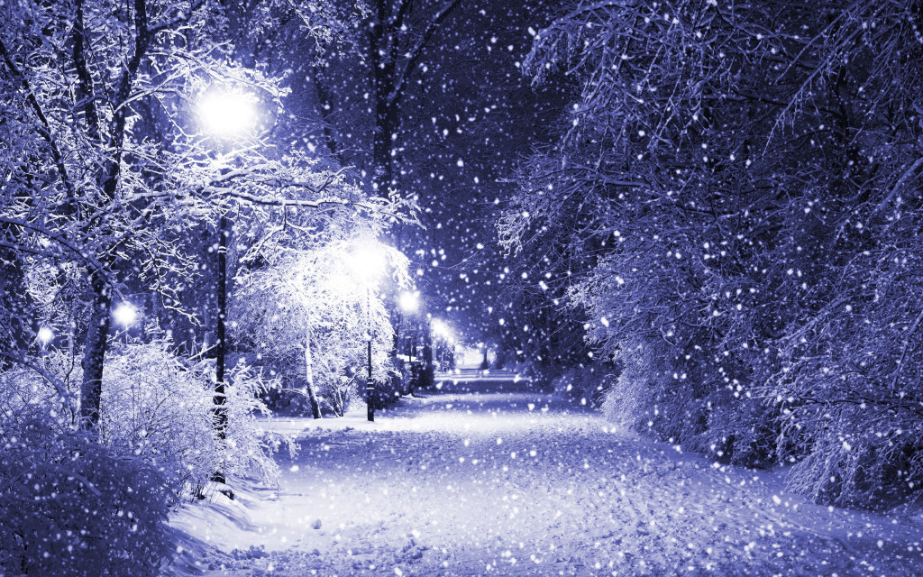 Snowfall during night winter wallpapers