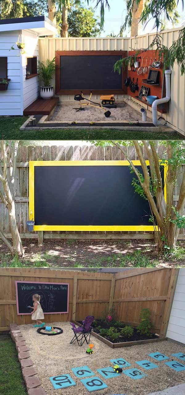 Beautify Your Backyard with this Gravel Sand Chalkboard Play Area