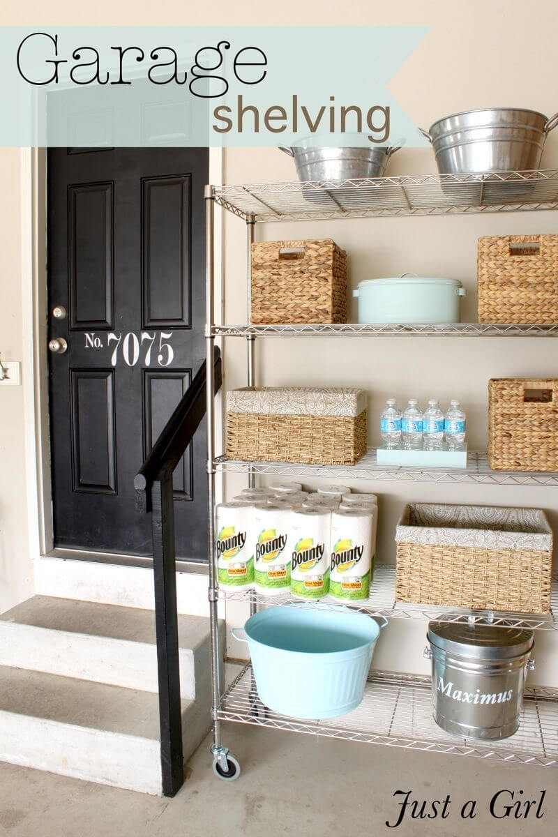19 Clever Garage Shelving with Cane Buckets