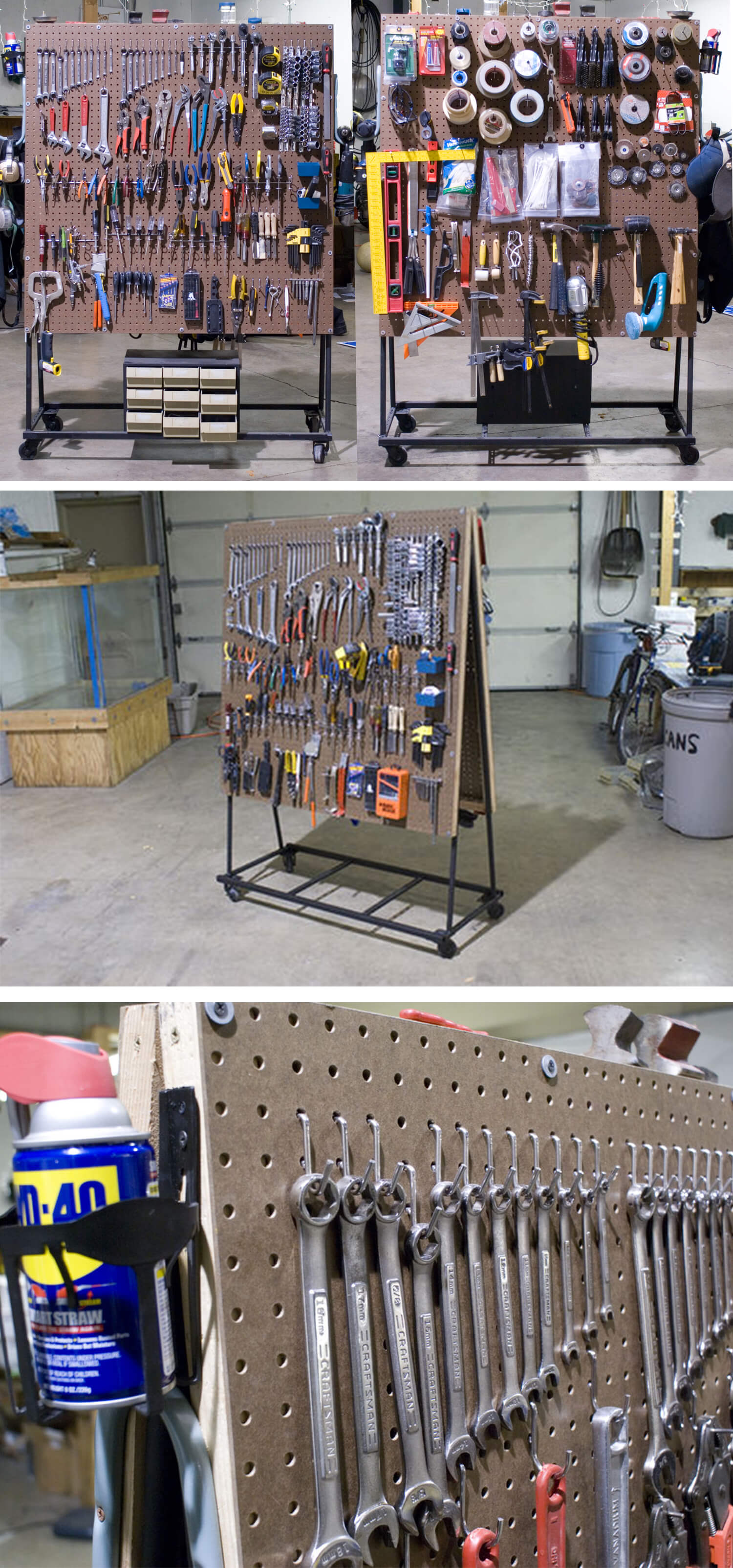 13 DIY Rolling Pegboard Tool Organizer with DoubleSided 