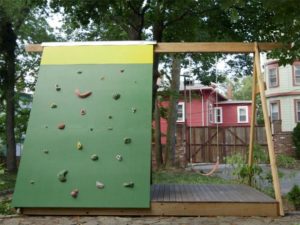 20 Energetic Rock Wall Swing Set with Wooden Frame