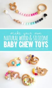 5 Natural Wood Silicon Baby Chew Toys