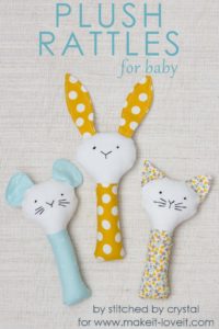 7 Plush Rattle in Mammal Shape for Babies