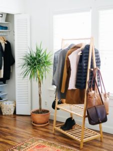 8 Fancy Closet Organization in Minimalism with Three Shelves Garment Rack