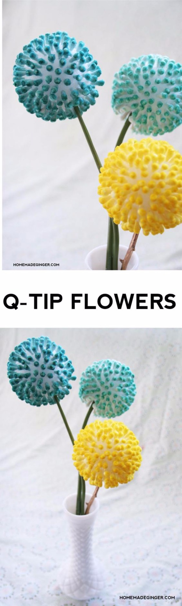 37 Anthropologies Inspired DIY QTip Flowers Made of over a Styrofoam Ball with Different Food Co ...