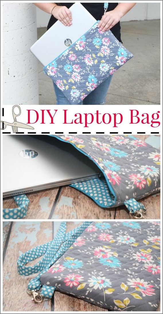 34 DIY BacktoSchool Laptop Bag with Thick FabricMade Protection Layer and Hanging String and Zipper