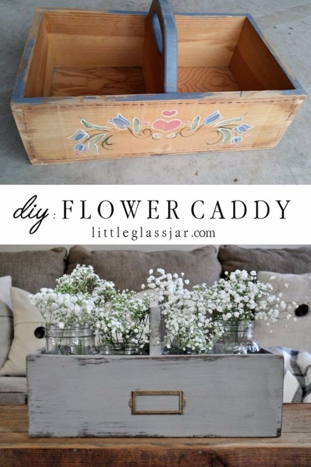 33 DIY Wooden Flower Caddy with Pretty Designs and Perfect Partition Attached with a Sturdy Hold ...