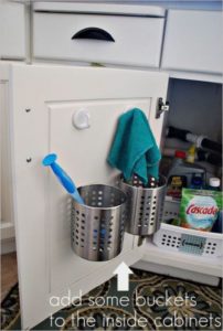 7 DIY Wrangle Tin Cans as Spatula Holder for Inside the Cabin Storage Basket Set on UndertheCoun ...