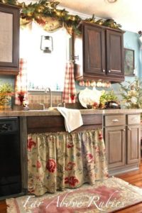 1 Full Flared DIY UndertheSink Cabinet Curtain with Pretty Floral Prints