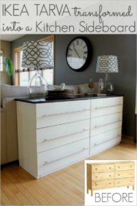 38 Repurposed IKEA Tarva as Kitchen Sideboard with Pullout Style and an Extended Countertop