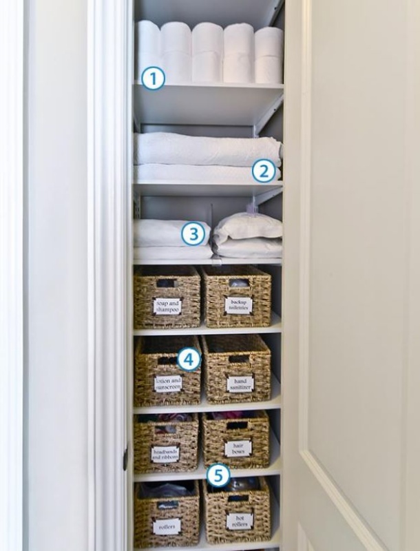 14 Simple and Speedy Closet Organizer with Cane Basket Bins and Perfectly Separated Storage Shelves