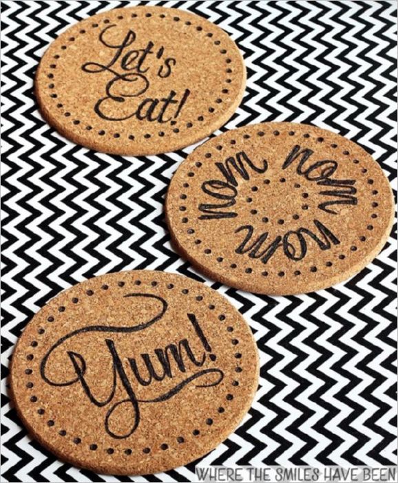 32 Unique and Useful DIY Burned IKEA Cork Trivets as Kitchen Coasters for Hot Stuff