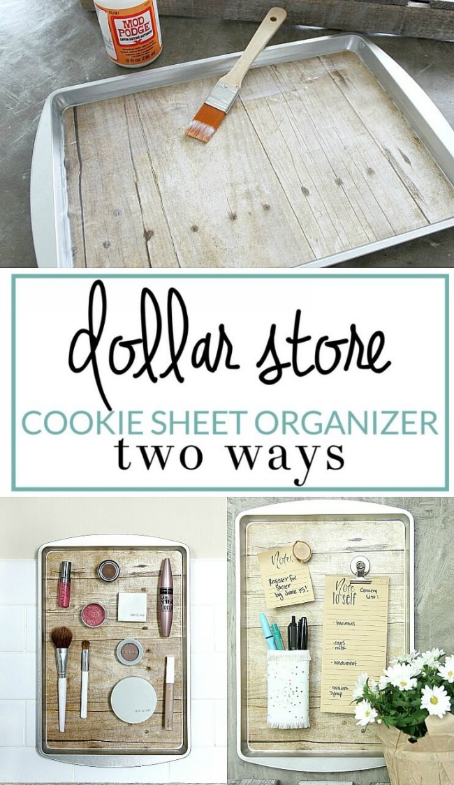32 Upcycled Cookie Sheet Organizer with Clever Two Ways with a Rustic Paint Shade