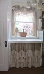 25 Utterly Beautiful DIY UndertheSink Cabinet and Window Curtains in Neutral Tiered Ruffle Desig ...
