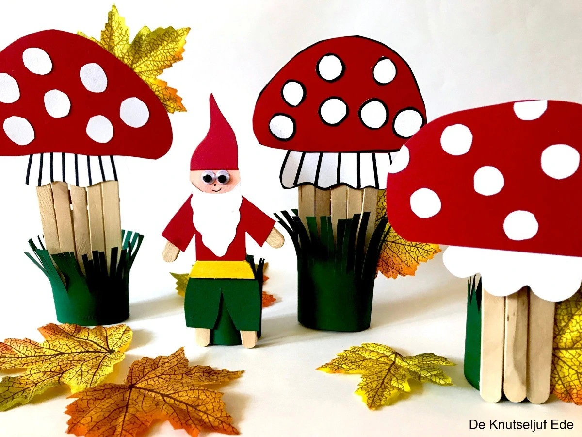 Autumn Season Mushroom Crafts with Popsicle Sticks
