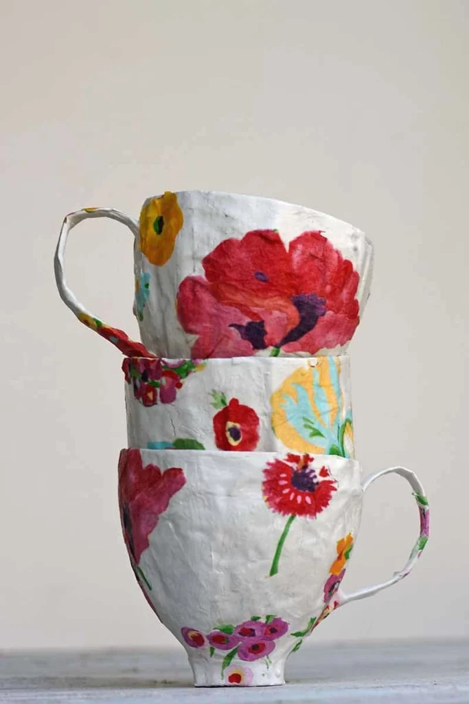 Decoupage Paper Mache Cups Craft Ideas