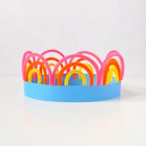 Rainbow paper crown with pip cleaners for st Patrick's day