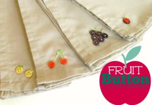 Fruits Embroidery on Fabric Napkins with Buttons