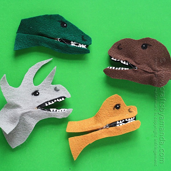 Dinosaur Faces Craft from Clothespins from Different Genes