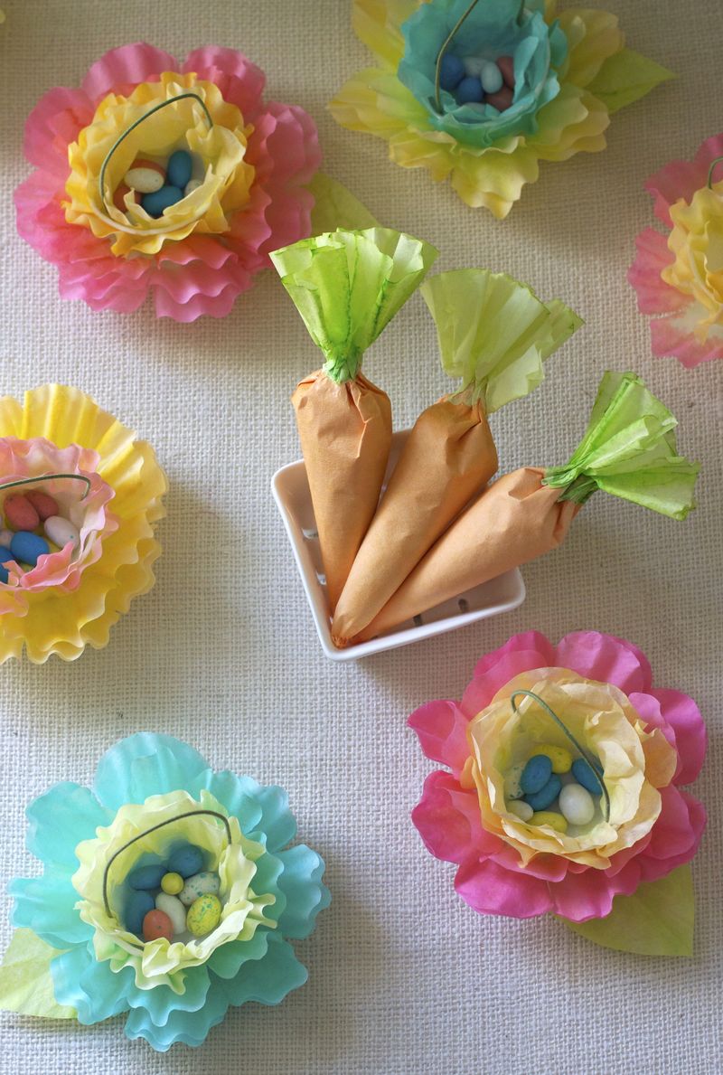 DIY Easter Crafts: Coffee Filter Flowers & Carrots