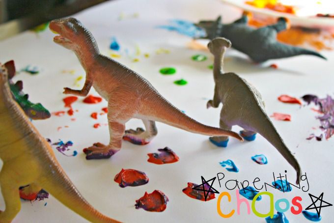 Dinosaur Stomp Painting: Easy Dinosaur Activity for Kids