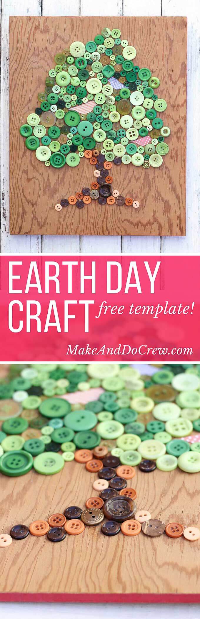 DIY Earth Day Craft Button Wall Art