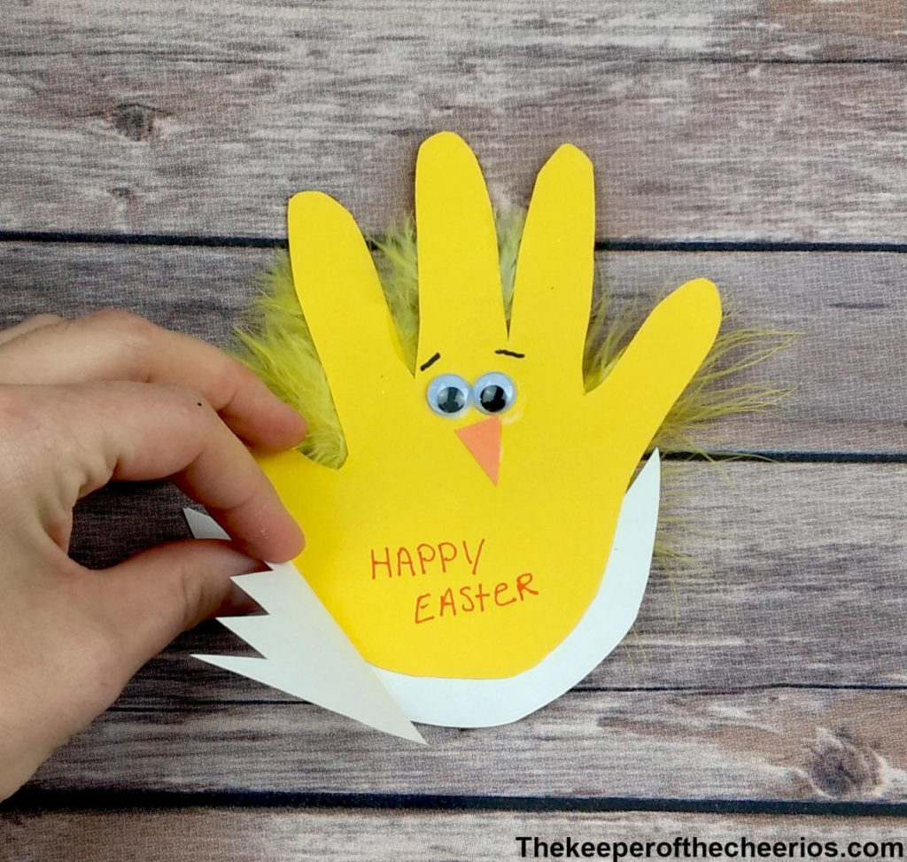 DIY Easter Chik Handprint Paper Card