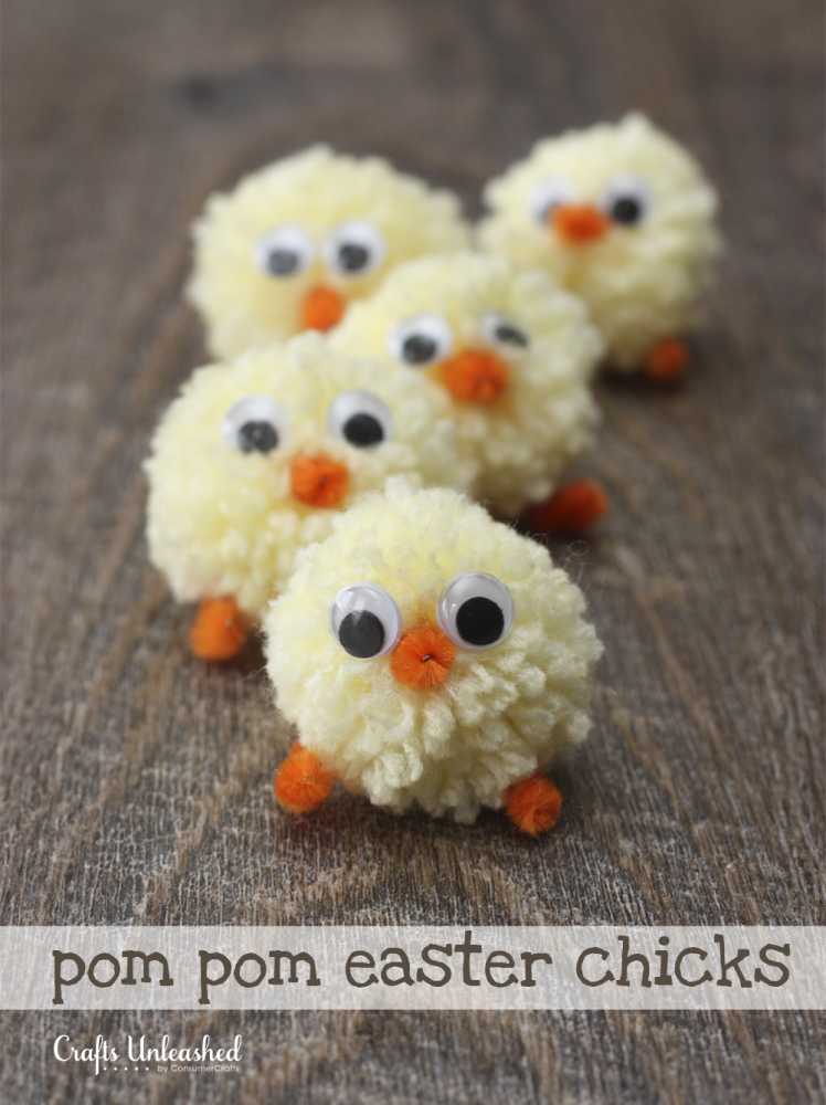 Adorable Yarn Pom-Pom Easter Chicks