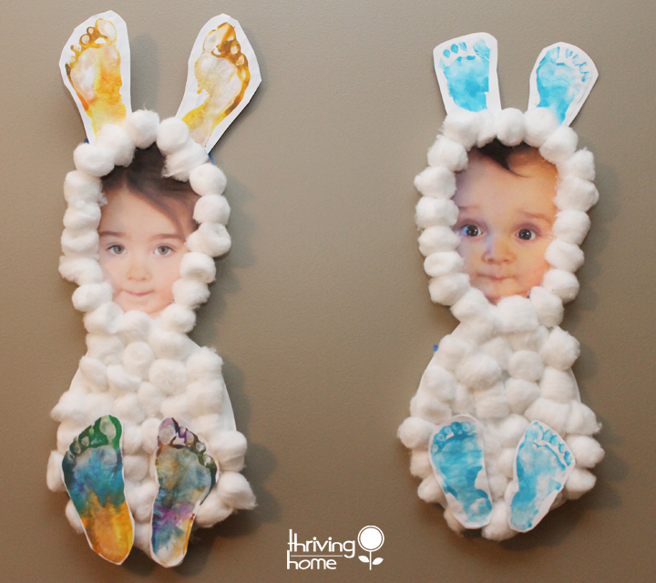 Little Bunny Frames as DIY Easter Craft with Cotton Balls