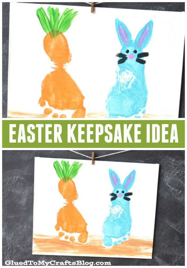 Quick Easter Bunny and Carrot Painting from Footprints