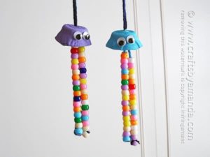 Egg Carton Jelly Fish Hanging Craft with Colorful Beads