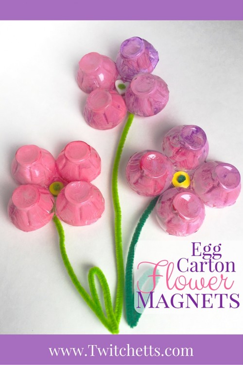 Pretty Egg Carton Flower Magnets with Bold Colors