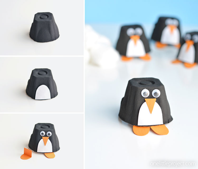 Super Adorable Egg Carton Penguins in Step By Step Tutorial