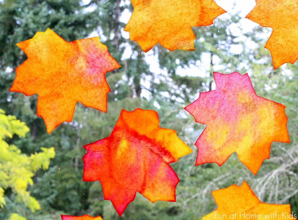 Fall Window Art: Coffee Filter Leaf Suncatchers
