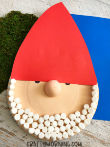 Gnome Paper Plate Craft with Mini Marshmallow – Easy to Craft for Kids