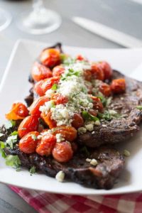 Grilled Sirloin Steak With Roasted Tomatoes and Blue Cheese – Valentines Day Dinner Ideas