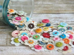 Handmade Paper Flowers with Button Embellishments
