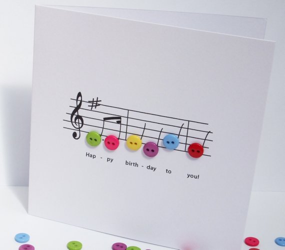 Mesmerizing Birthday Card Craft Idea with Button Decor over a Rhythmic Track