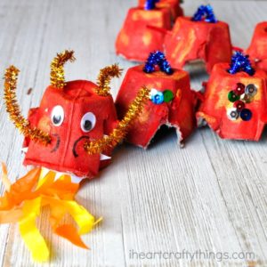 Amazing Egg Carton Dragon Craft with Gorgeous Adornment
