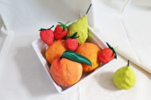 Did you know? You can make realistic looking fruits and veggies with homemade paper mache clay