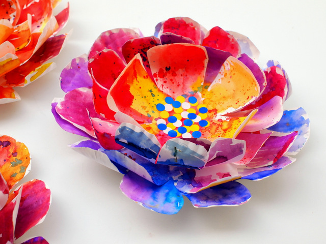 Beautifully Painted Paper Plate Flowers