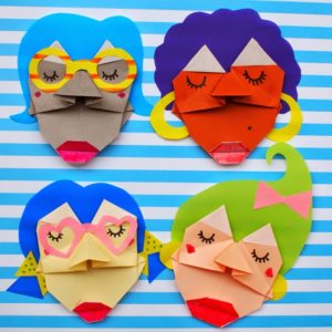 DIY Origami Faces with Folded Crafting Sheets