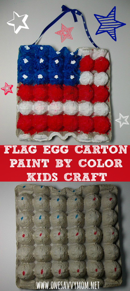Egg Carton 4th of July Craft: Painted Flag