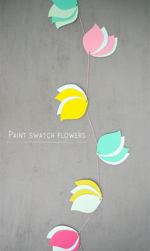 Paint Swatch Flowers DIY Wall Art