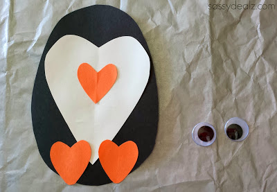 Construction Paper Craft: Cute DIY Penguin From Paper Heart