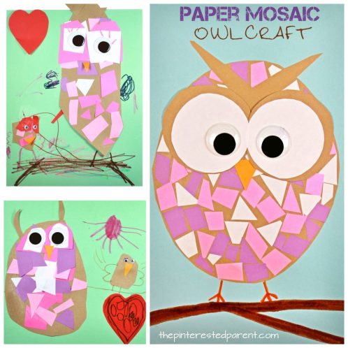 DIY Paper Mosaic Owl Craft from Construction Paper