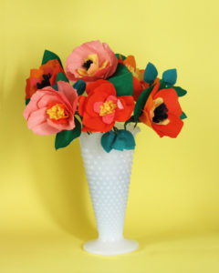 DIY Artificial Bouquet as Centerpiece with Paper-Made Petals